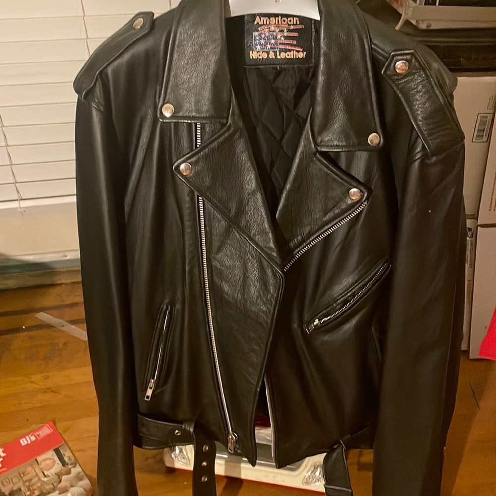 Leather motorcycle jacket